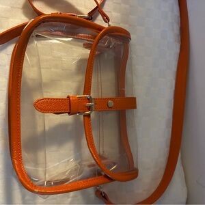 Transparent Crossbody Bag with Orange Trim